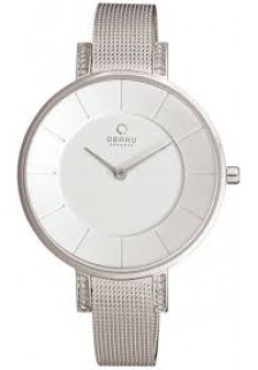 Obaku horloge STAAL EN WITTE WIJZERPLAAT ROND MET ZIRKONIA IN DE KAST - 601383 Obaku horloge STAAL EN WITTE WIJZERPLAAT ROND MET ZIRKONIA IN DE KAST - 601383